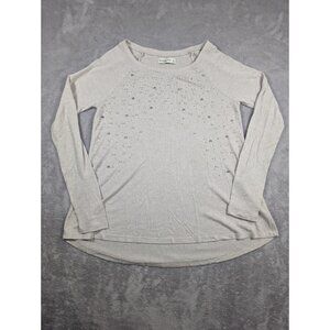 Abercrombie & Fitch Top Womens Size Medium Ivory Studded Pearls Diamonds